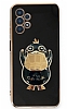 Eiroo rdek Samsung Galaxy A52 5G Standl Siyah Silikon Klf