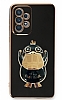 Eiroo rdek Samsung Galaxy A52s 5G Standl Siyah Silikon Klf