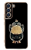 Eiroo rdek Samsung Galaxy S21 FE 5G Standl Siyah Silikon Klf