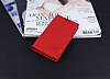 HTC Desire 320 Gizli Mıknatıslı Yan Kapaklı Kırmızı Deri Kılıf - Resim: 1