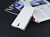 Sony Xperia C5 Ultra Gizli Mknatsl Pencereli Beyaz Deri Klf - Resim: 1