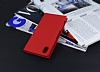 Sony Xperia M4 Aqua Gizli Mıknatıslı Yan Kapaklı Kırmızı Deri Kılıf - Resim: 2
