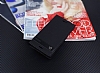 Sony Xperia X Gizli Mknatsl Yan Kapakl Siyah Deri Klf - Resim: 1