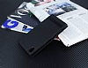 Sony Xperia Z5 Premium Gizli Mknatsl Yan Kapakl Siyah Deri Klf - Resim 2