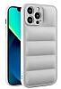 Eiroo Puffer iPhone 12 Pro Max Gri Silikon Klf