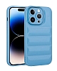Eiroo Puffer iPhone 14 Pro Max Parlak Mavi Silikon Klf