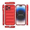 Eiroo Puffer iPhone 15 Pro Max Krmz Silikon Klf - Resim 2