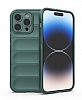 Eiroo Puffer iPhone 15 Pro Koyu Yeil Silikon Klf