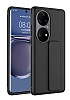 Eiroo Qstand Huawei P50 Pro Siyah Silikon Klf