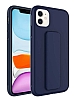 Eiroo Qstand iPhone 12 Lacivert Silikon Klf