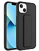 Eiroo Qstand iPhone 14 Plus Siyah Silikon Klf