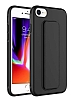 Eiroo Qstand iPhone SE 2020 Siyah Silikon Klf