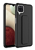 Eiroo Qstand Samsung Galaxy A12 / M12 Siyah Silikon Klf