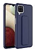 Eiroo Qstand Samsung Galaxy A12 / M12 Lacivert Silikon Klf