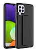 Eiroo Qstand Samsung Galaxy M22 Siyah Silikon Klf