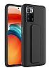 Eiroo Qstand Xiaomi Redmi 10 Siyah Silikon Klf