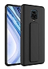 Eiroo Qstand Xiaomi Redmi Note 9 Pro Siyah Silikon Klf