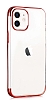 Eiroo Radiant iPhone 12 Mini 5.4 in Krmz Kenarl effaf Silikon Klf