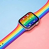 Eiroo Rainbow Apple Watch 4 / Watch 5 Lacivert-Beyaz Silikon Kordon 44mm - Resim 2
