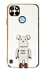 Eiroo Realme C21Y Baby Bear Standl Beyaz Silikon Klf