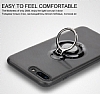 Eiroo Ring Flug iPhone 7 Plus / 8 Plus Selfie Yzkl Siyah Rubber Klf - Resim: 3