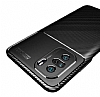 Eiroo Rugged Carbon Xiaomi Redmi K40 Pro Siyah Silikon Klf - Resim 1