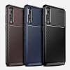 Eiroo Rugged Carbon Huawei P20 Pro Kahverengi Silikon Klf - Resim 2