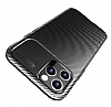 Eiroo Rugged Carbon iPhone 12 / iPhone 12 Pro 6.1 in Kahverengi Silikon Klf - Resim: 6