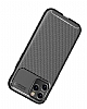 Eiroo Rugged Carbon iPhone 12 / iPhone 12 Pro 6.1 in Kahverengi Silikon Klf - Resim 1