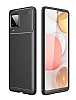 Eiroo Rugged Carbon Samsung Galaxy M12 Siyah Silikon Klf