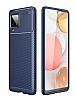 Eiroo Rugged Carbon Samsung Galaxy M12 Lacivert Silikon Klf