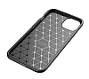 Eiroo Rugged Carbon iPhone 13 Siyah Silikon Klf - Resim: 3