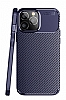 Eiroo Rugged Carbon iPhone 14 Pro Max Lacivert Silikon Klf