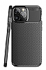 Eiroo Rugged Carbon iPhone 14 Pro Siyah Silikon Klf