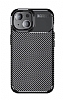 Eiroo Rugged Carbon iPhone 15 Siyah Silikon Klf - Resim: 6