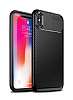Eiroo Rugged Carbon iPhone X / XS Siyah Silikon Klf