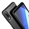 Eiroo Rugged Carbon Samsung Galaxy A7 2018 Lacivert Silikon Klf - Resim 5