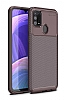 Eiroo Rugged Carbon Samsung Galaxy M31 Kahverengi Silikon Klf