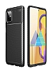 Eiroo Rugged Carbon Samsung Galaxy M51 Siyah Silikon Klf