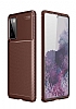 Eiroo Rugged Carbon Samsung Galaxy S20 FE Kahverengi Silikon Klf