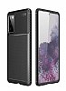Eiroo Rugged Carbon Samsung Galaxy S20 FE Siyah Silikon Klf