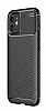 Eiroo Rugged Carbon iPhone 12 Mini 5.4 in Siyah Silikon Klf