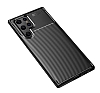 Eiroo Rugged Carbon Samsung Galaxy S22 Ultra 5G Siyah Silikon Klf