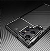 Eiroo Rugged Carbon Samsung Galaxy S22 Ultra 5G Siyah Silikon Klf - Resim 1