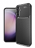 Eiroo Rugged Carbon Samsung Galaxy S24 Plus Siyah Silikon Klf