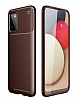 Eiroo Rugged Carbon Samsung Galaxy A03s Kahverengi Silikon Klf