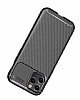 Eiroo Rugged Carbon iPhone 13 Pro Max Siyah Silikon Klf - Resim: 5