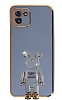 Eiroo Samsung Galaxy A03 Baby Bear Standl Mavi Silikon Klf