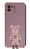 Eiroo Samsung Galaxy A03 Baby Bear Standl Mor Silikon Klf