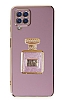 Eiroo Samsung Galaxy A12 Aynal Parfm Standl Mor Silikon Klf